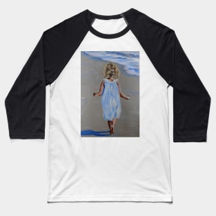 Girl with Shell - Child walking on beach Baseball T-Shirt